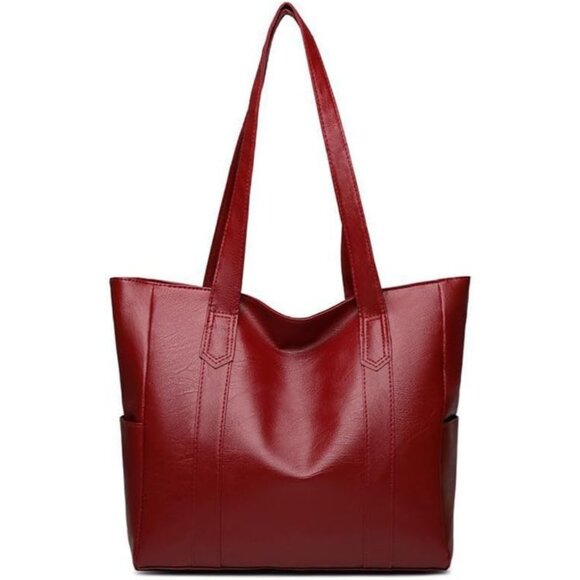 Elegant Red Leather Tote Bag - Picture 4 of 9